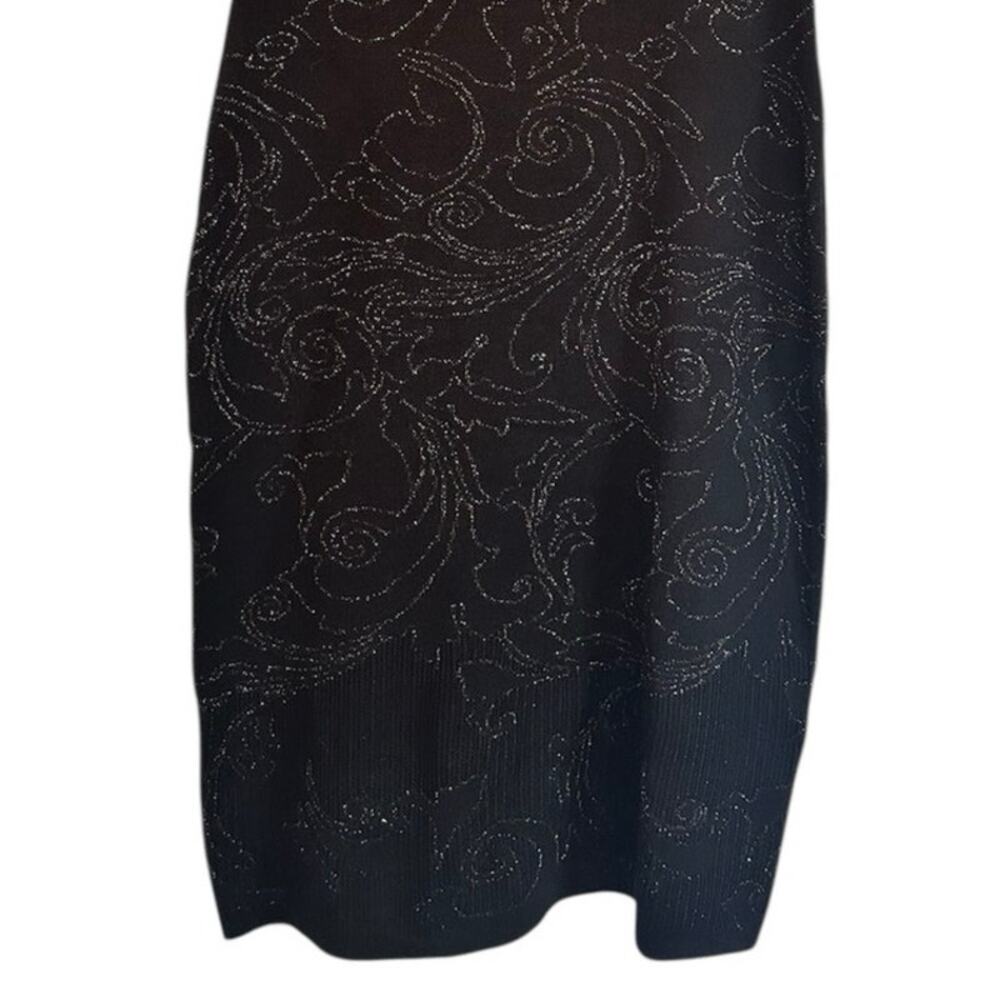 Just Taylor Black Silver Accents Cold Shoulder Black Midi Dress Sz M - Picture 6 of 8